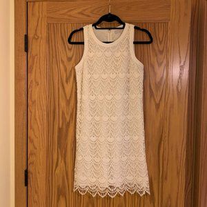White lace scalloped dress LOFT
